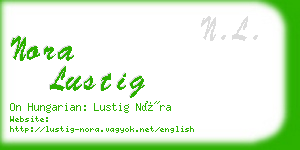 nora lustig business card